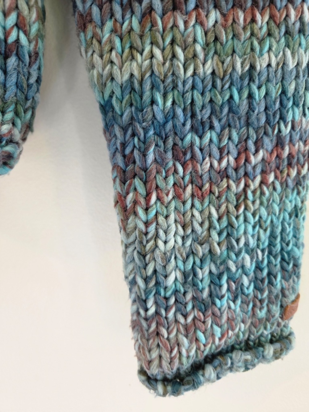 Columbia wool blend sweater L boxy chunky knit roll hem turtleneck cottage core - Picture 3 of 10